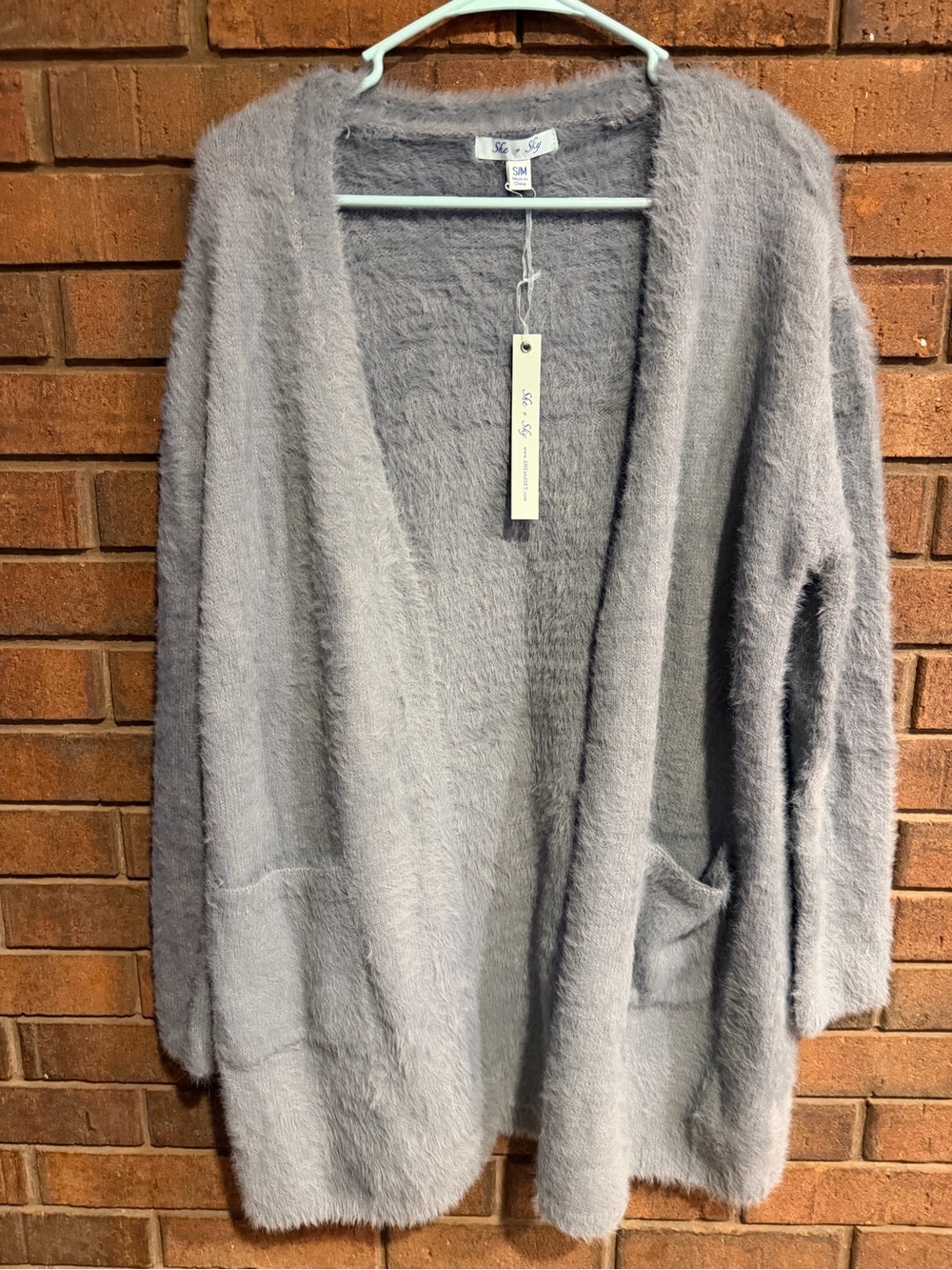 She & Sky Soft Open-Front Blue Womens Cardigan Sweater NWT S/M